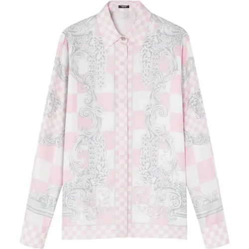 Pastel Pink Formal Shirt , female, Sizes: XS, M - Versace - Modalova