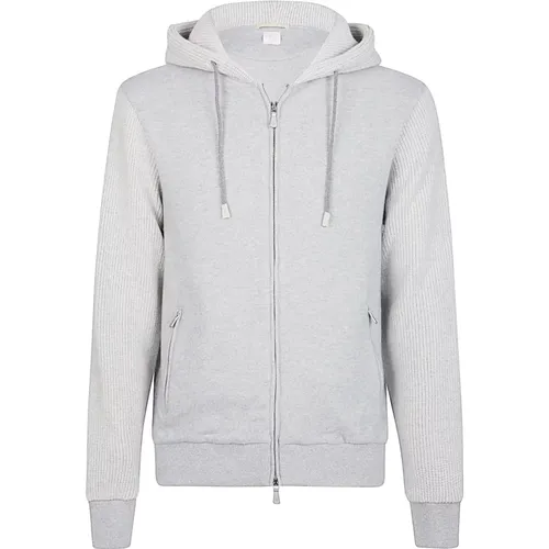 Zip-throughs, male, , Size: M Cashmere Hoodie Full Zip Jersey - Eleventy - Modalova