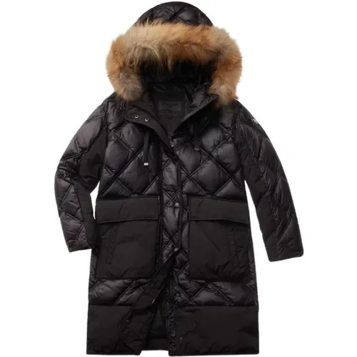 Feather Coat , female, Sizes: S, M - Blauer - Modalova