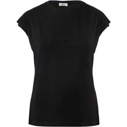 Glitzerndes Logo T-Shirt für Frauen , Damen, Größe: XS - Herno - Modalova