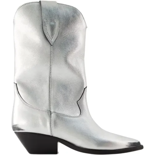 Metallische Silberne Lederstiefel , Damen, Größe: 38 EU - Isabel marant - Modalova