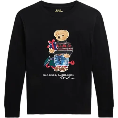 Schwarzes Holiday Bear Langarmshirt - Polo Ralph Lauren - Modalova