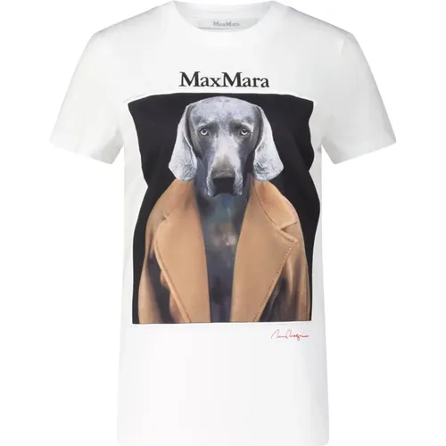 T-Shirts, female, , Size: XS Dog Print T-Shirt - Max Mara - Modalova