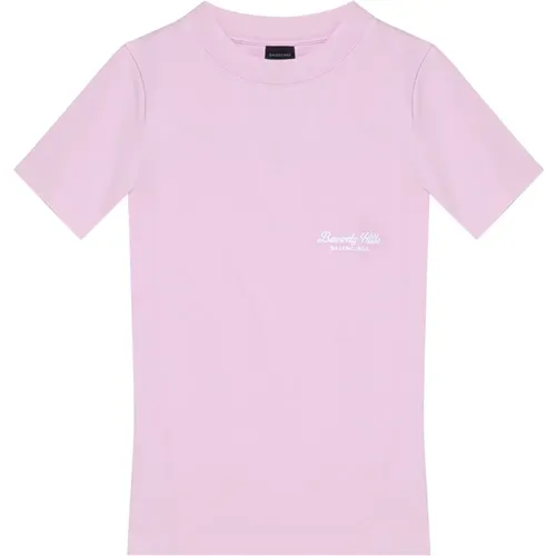 Kurzarm Rundhals T-Shirt , Damen, Größe: L - Balenciaga - Modalova