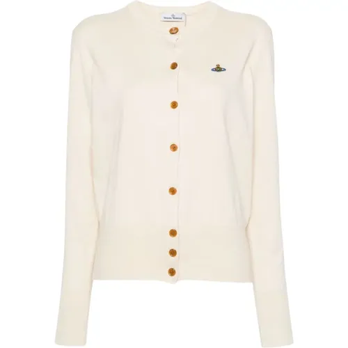 Ivory Strickjacke mit Orb-Logo - Vivienne Westwood - Modalova