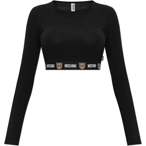Long Sleeve Tops, female, , Size: XS Top with logo - Moschino - Modalova
