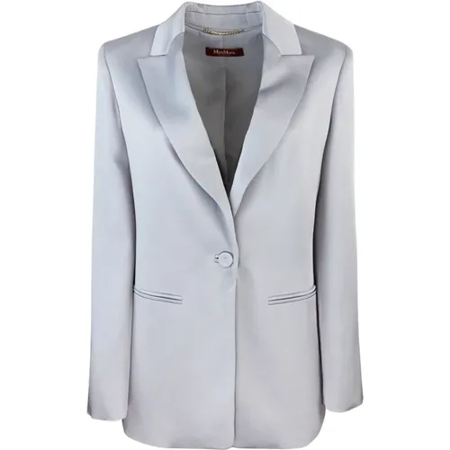 Blazers, female, , Size: M Tailored Single-Breasted Satin Blazer - Max Mara Studio - Modalova