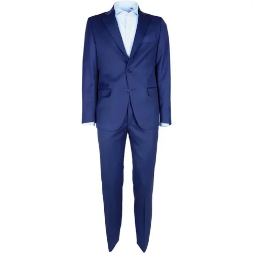 Single Breasted Suits, male, , Size: S Virgin Wool Suit with Two Button Closure - Made in Italia - Modalova