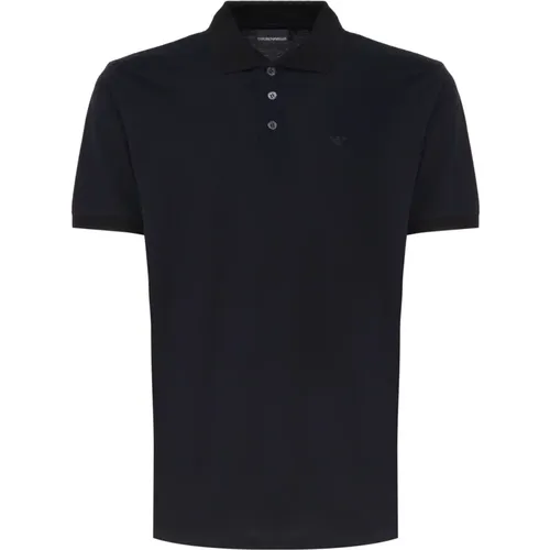 Navy Baumwoll Polo T-shirt , Herren, Größe: 2XL - Emporio Armani - Modalova