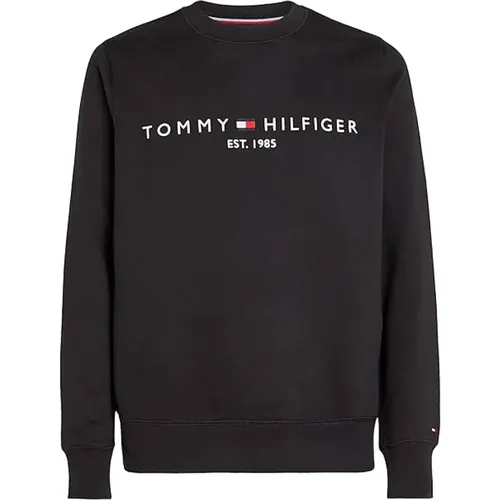 Schwarzer Bio-Baumwollpullover Regular Fit , Herren, Größe: M - Tommy Hilfiger - Modalova