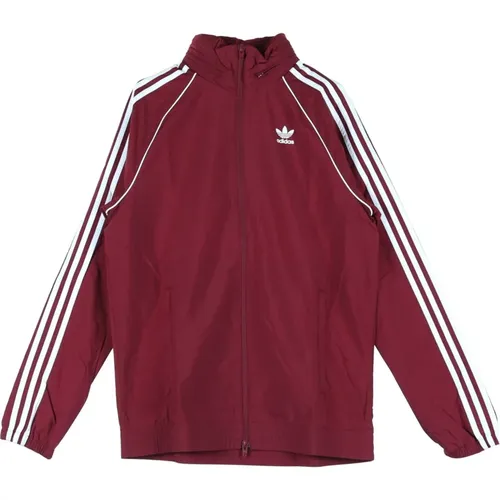 Light Jackets, male, , Size: L Collegiate Burgundy Windbreaker Jacket - Adidas - Modalova