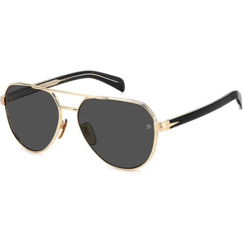 Sunglasses, male, , Size: 61 MM Gold/Dark Grey Sunglasses - Eyewear by David Beckham - Modalova