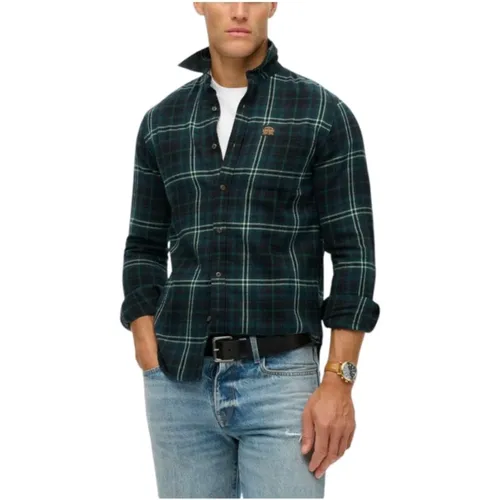 Casual Shirts, male, , Size: XL Rustic Plaid Long Sleeve Shirt - Superdry - Modalova