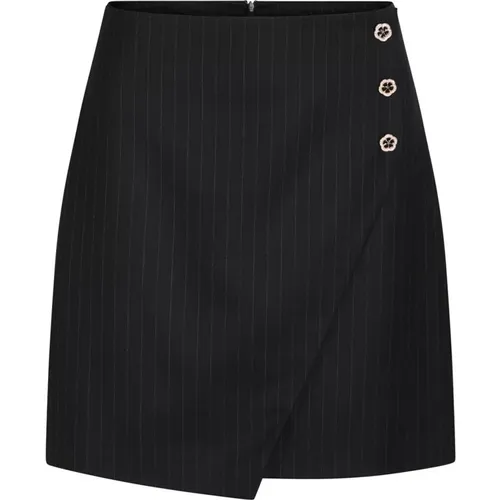 Pinstripe Asymmetric Skirt with Buttons , female, Sizes: XS - Bruuns Bazaar - Modalova