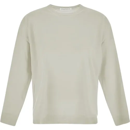 Weißer Crewneck Sweatshirt aus Merinowolle , Damen, Größe: L - Goes Botanical - Modalova