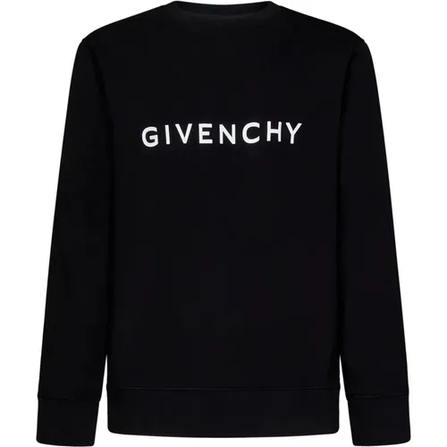 Schwarzer Baumwoll-Crewneck-Sweatshirt mit weißem Logo , Herren, Größe: L - Givenchy - Modalova