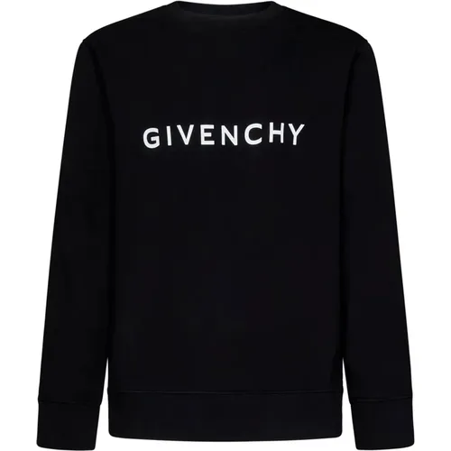 Schwarzer Baumwoll-Crewneck-Sweatshirt mit weißem Logo , Herren, Größe: S - Givenchy - Modalova