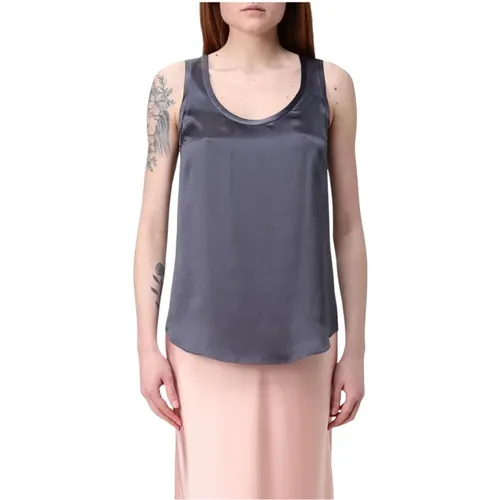 Sleeveless Tops, female, , Size: XS Elegant Silk Blend V-Neck Top - BRUNELLO CUCINELLI - Modalova