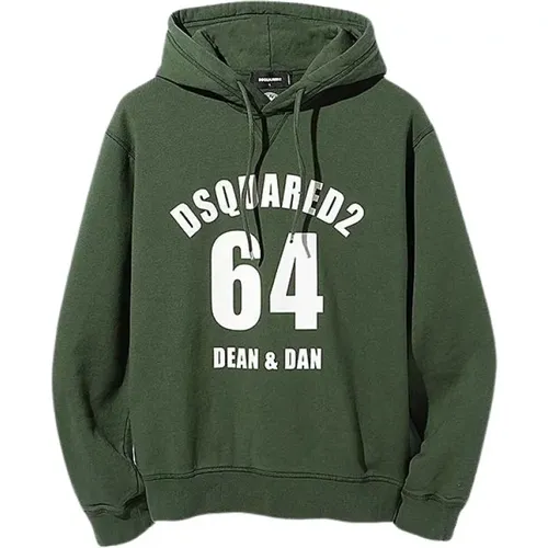 Hoodies, male, , Size: S Hooded Sweatshirt with Ribbed Hem - Dsquared2 - Modalova