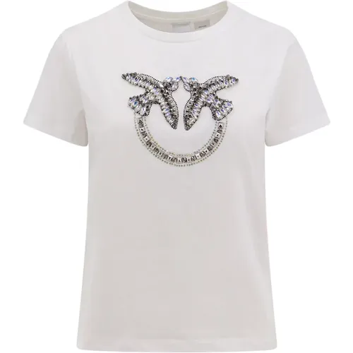 Rhinestone Crew-neck T-Shirt , female, Sizes: S, M, L, XS - pinko - Modalova