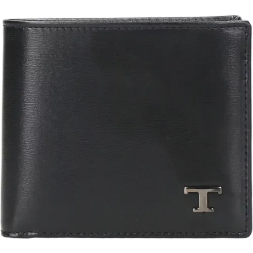 Wallets & Cardholders, male, , Size: ONE SIZE Leather Wallet with Metal Logo - TOD'S - Modalova