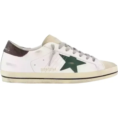 Weiße Ledersneakers mit grünem Stern , Herren, Größe: 44 EU - Golden Goose - Modalova