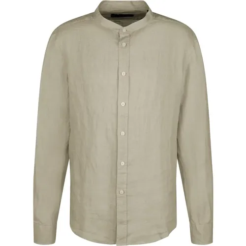 Men`s Stand Collar Linen Shirt , male, Sizes: L - drykorn - Modalova