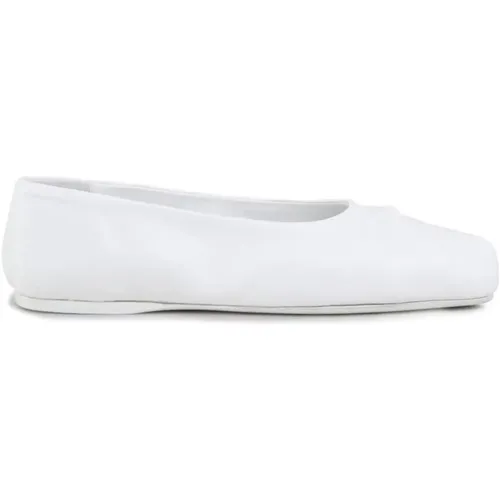 Geprägte weiße Slip-On-Schuhe mit quadratischer Spitze , Damen, Größe: 39 1/2 EU - Marni - Modalova