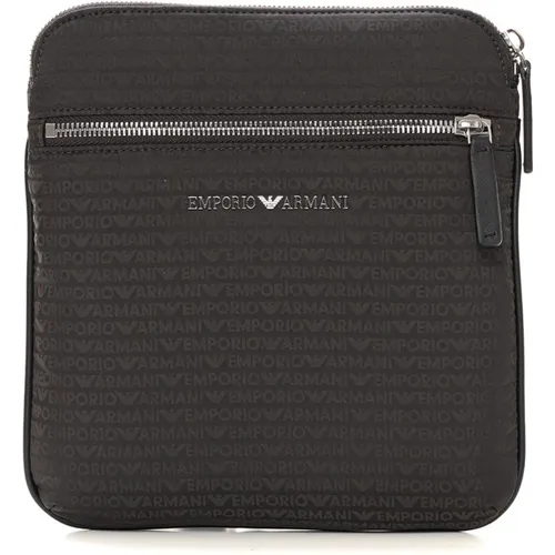 Cross Body Bags, male, , Size: ONE SIZE Adjustable Shoulder Bag with External Pocket - Emporio Armani - Modalova