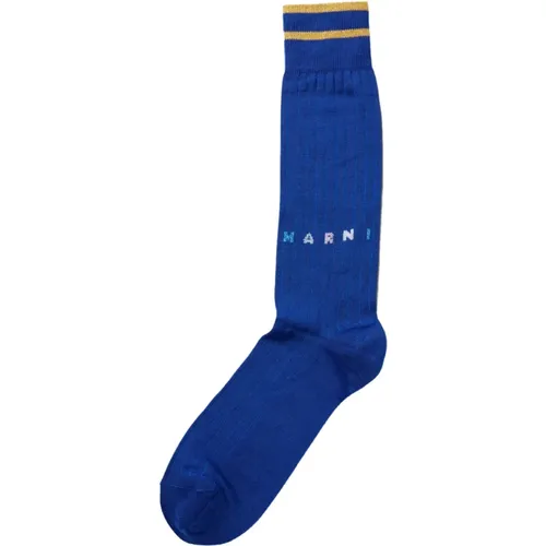 Socks, male, , Size: M Intarsia Logo Socks - Marni - Modalova