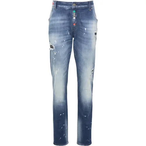 Destroyed-Effekt 5-Pocket Jeans , Herren, Größe: W33 - carlo colucci - Modalova