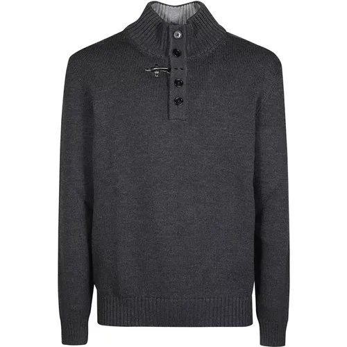 Dark Grey Wool Knit Jumper , male, Sizes: XL, L, 3XL, S, M, 2XL - Fay - Modalova