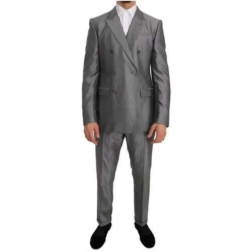 Suit Sets, male, , Size: M Crystal Bee Slim Fit Suit - Dolce & Gabbana - Modalova