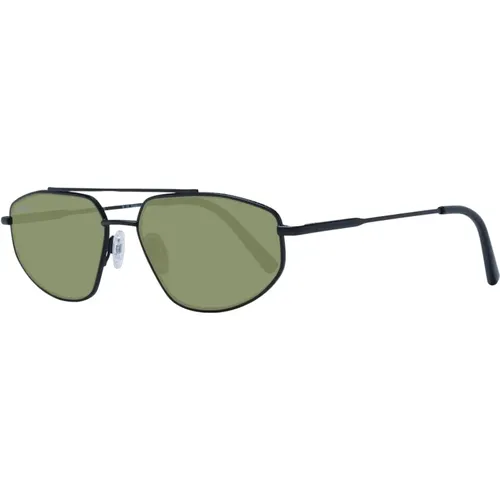 Sunglasses, male, , Size: ONE SIZE Stylish Aviator Sunglasses with Green Lenses - Serengeti - Modalova