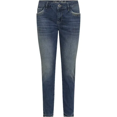 Blaue Slim-Fit Jeans mit Bestickten Details - MOS MOSH - Modalova