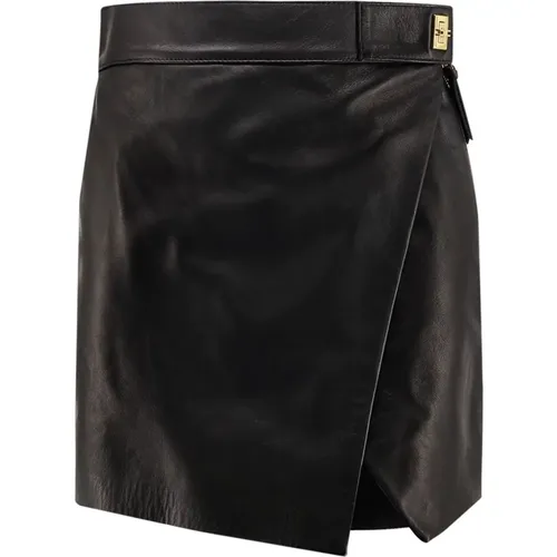 Short Skirts, female, , Size: L Wrap Skirt with Metal Logo Detail - Elisabetta Franchi - Modalova