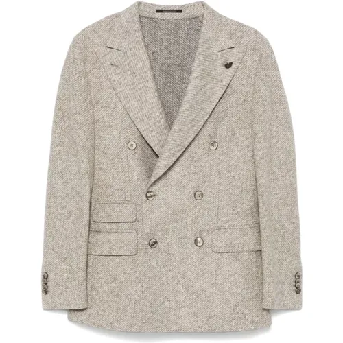 Blazers, male, , Size: M Diagonal Stripe Double-Breasted Jacket - Gabriele Pasini - Modalova