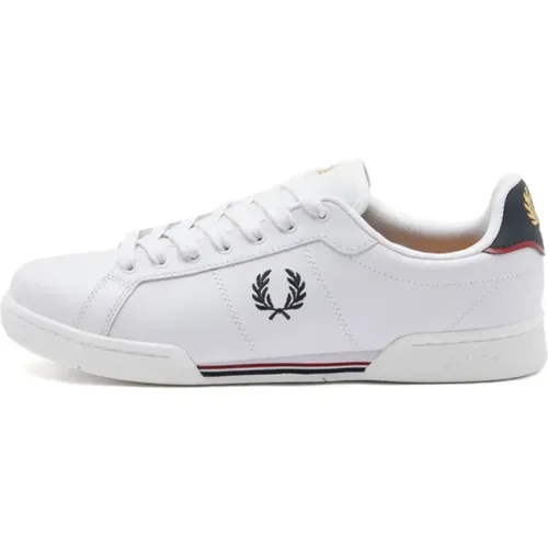 Sneakers, male, , Size: 11 US Leather Tennis Sneaker with Contrast Heel and Trim - Fred Perry - Modalova