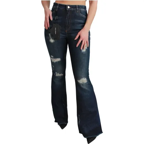 Blaue Denim Stretch Flared Jeans , Damen, Größe: XS - Dolce & Gabbana - Modalova