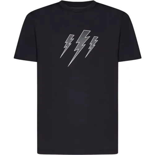Schwarzes Tri-Rainbolt T-Shirt , Herren, Größe: M - Neil Barrett - Modalova