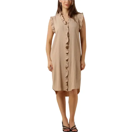 Taupe Frill Kleid Must-Have Stilvolle Garderoben Ergänzung , Damen, Größe: S - Co'Couture - Modalova