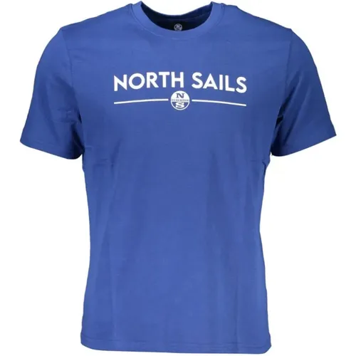 Blau Baumwolle Logo Print T-Shirt , Herren, Größe: L - North Sails - Modalova