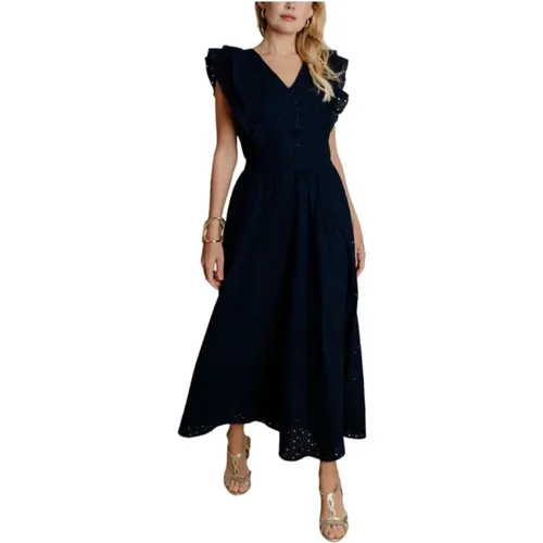 Elegantes V-Ausschnitt Kleid , Damen, Größe: M - Naf Naf - Modalova