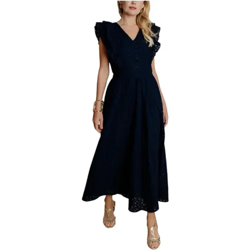 Elegantes V-Ausschnitt Kleid , Damen, Größe: XS - Naf Naf - Modalova