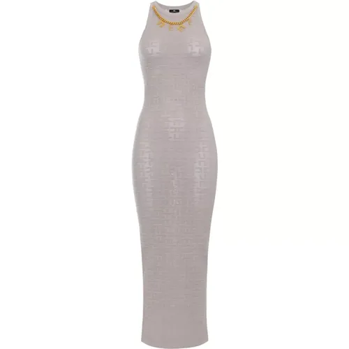 Grey Longuette Dress , female, Sizes: XS - Elisabetta Franchi - Modalova
