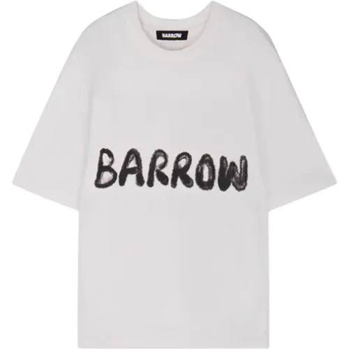 Weißes Logo-Print Unisex Baumwoll-T-Shirt , Herren, Größe: L - BARROW - Modalova