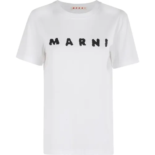 T-Shirts, female, , Size: M Short Sleeve Round Neck T-Shirt - Marni - Modalova