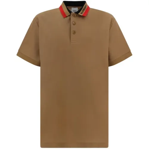 Polo Shirts, male, , Size: XL Cotton Polo Shirt with Monogram - Burberry - Modalova