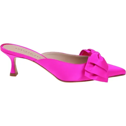 Fuchsia Satin Bow Sandals Pointed Model , female, Sizes: 5 UK, 3 UK, 4 1/2 UK, 5 1/2 UK - Roberto Festa - Modalova