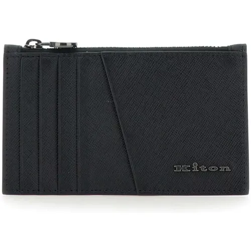 Wallets & Cardholders, male, , Size: ONE SIZE Men's Leather Wallet, , Multi Compartments - Kiton - Modalova